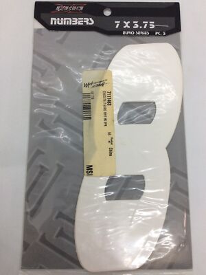 EXECUTE MX Racing Decals, Number 8 Decal Stickers Vinyl 7  White, 7111463