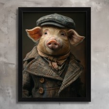 1920s Gang Pig Poster Wall Art Vintage Animal Wall Art Pig Artwork Pig Art Print