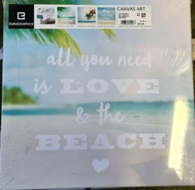 Eurographics KD-SUS1101 30x30cm Canvas Art All You Need is Love, Beach, NEU/OVP