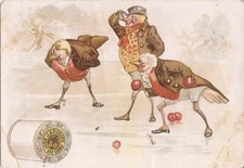 TRADE CARD - 2¾" x 4" - J. P. Coats Thread - Birds Bowling
