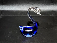 Hand Blown Art Glass MURANO Italy Italian Swan Bird Statue - Possibly Crystal