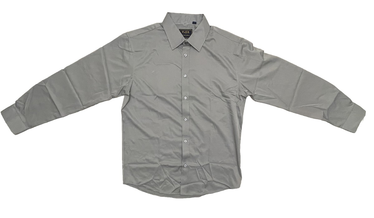 Flex Men's Luxury Collection Button Up Dress shirt Grey Size M | eBay