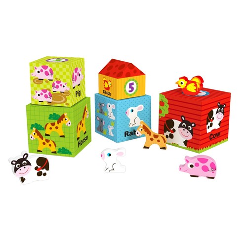 Zummy Colorful Nesting Box Farm W/ 5 Boxes 4 Animal Figures Toy - 第 2/8 張圖片