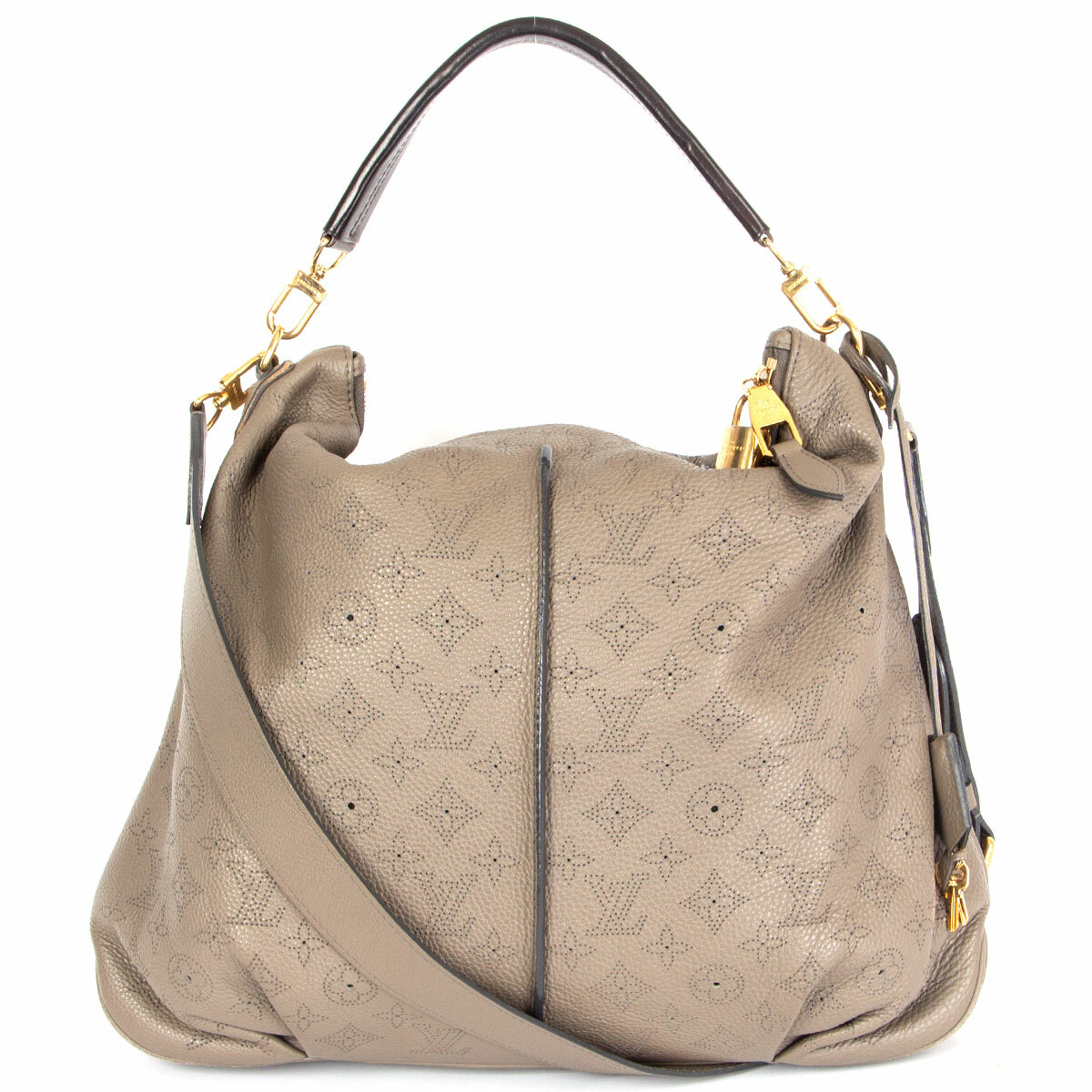 63166 auth LOUIS VUITTON Ombre taupe Mahina leather SELENE 63166 auth LOUIS VUITTON Ombre taupe Mahina leather SELENE