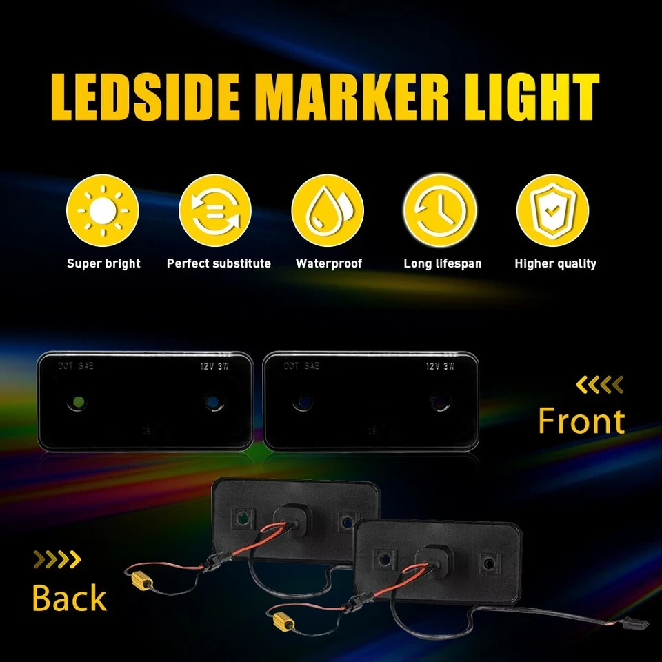 F&R LED Side Marker Light Smoked For 02-14 Mercedes-Benz W463 G500 G550 GClass F - Image 4 of 4