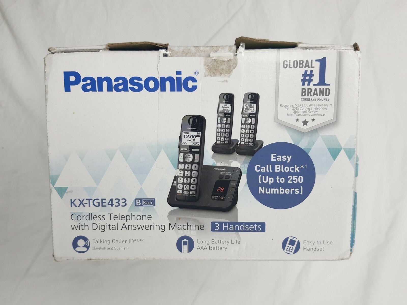 Panasonic KXTGE433 Answering Machine Phone System with 3 Cordless