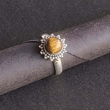 Natural Tiger Eye 925 Sterling Silver Handmade Tiny Ring All Size Available