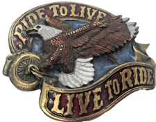 Ride To Live Live To Ride Eagle Belt Buckle Serial No 1036 Vintage 1982 Heavy