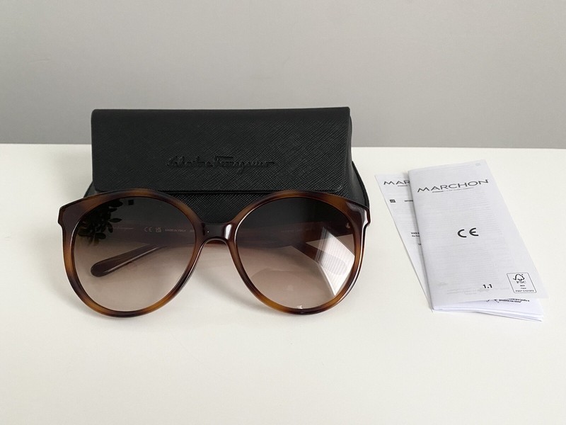 $255 Salvatore Ferragamo Tortoise Brown Black 58mm Tea Cup Full Rim Sunglasses