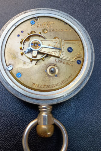Am. Waltham Broadway 18s 7j Pocket Watch Alaska Silver Watch Case Key Wind & Set - Picture 7 of 8