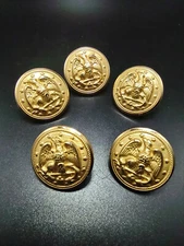 Lot of 5 Vintage NOS Eagle with Anchor 1" Navy Brass Buttons Waterbury Co