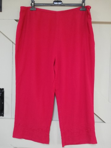 MARKS & SPENCER EMBROIDERED CROP LINEN TROUSERS..18..LAGENLOOK..NEXT DAY POSTAGE