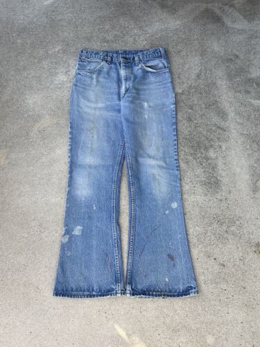 Vtg 70’s Levi’s 646 Bellbottom Flare Orange Tab Distressed Denim Jeans Men 31x30 - Picture 1 of 13