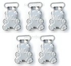 1 5 Lead Free 20mm Bear Shaped Suspender Bib Pacifier Dummy Clip Buckle Teething