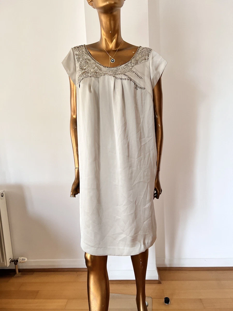 MARKS SPENCER AUTOGRAPH BEIGE DRESS SUMMER WEDDING M S OCCASION DRESS UK 18