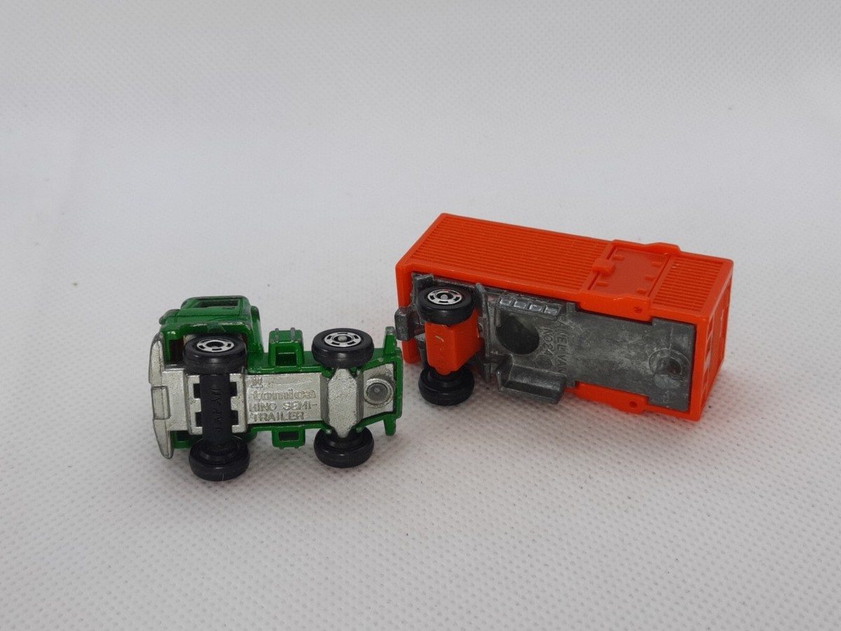 Tomica Hino Semi Trailer Panel Van No 24 Orange Green Truck Tomica Hino Semi Trailer Panel Van No 24 Orange Green Truck