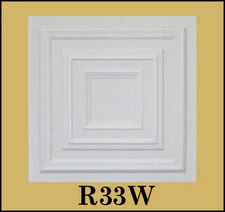 Decorative Texture Ceiling Tiles Foam Glue UP - R33W Plain White On SALE