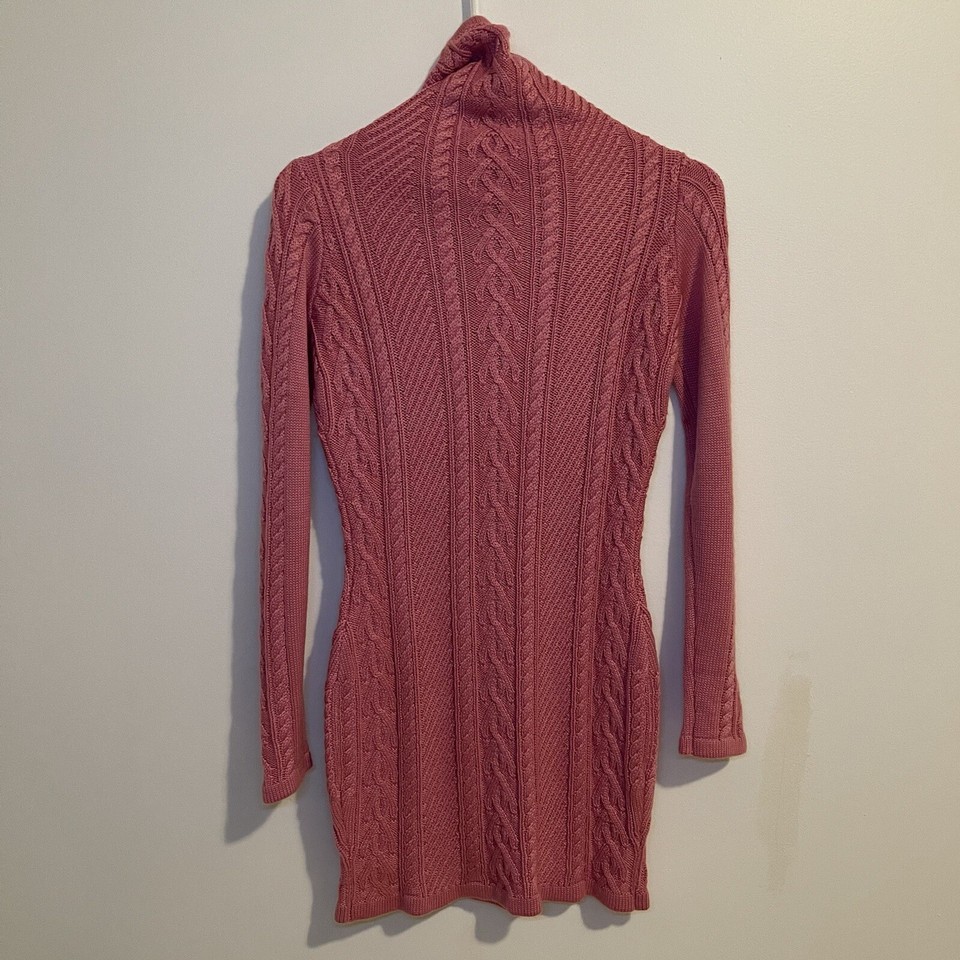 Unbranded cowl neck cable knit long sleeve mini dress tunic 100