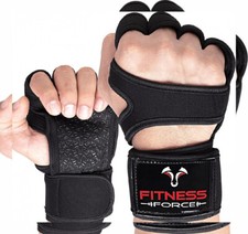 FITNESS FORCE Ventilated Gym Gloves for Men with Built-in Wrist Small, Black