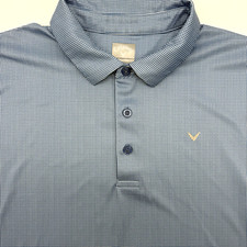Callaway Opti-Dri Men's Short Sleeve XL Blue Polka Check Golf Polo Shirt