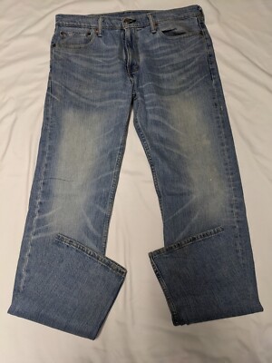 Men's Levis 504 Straight Leg Stretch Jeans Tag Size 32x34 Measures 35x34