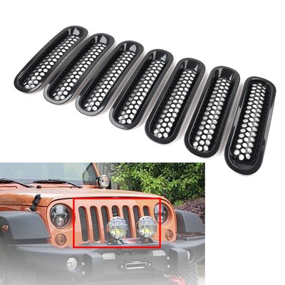 7PCS Front Insert Mesh Grille Trim Cover Fit Jeep Wrangler JK 2007-2017 US Store