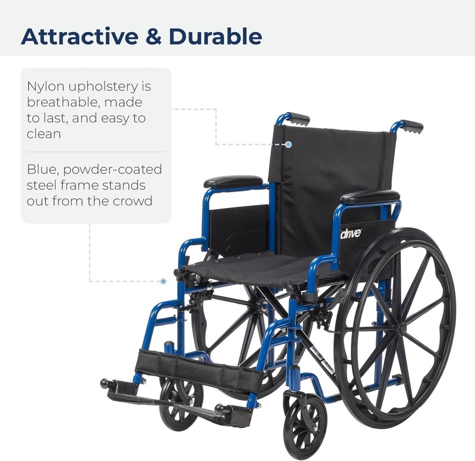 Drive Medical Blue Streak Wheelchair with Flip Back Desk Arms eBay