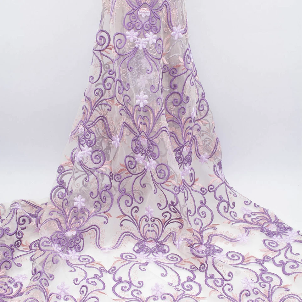 Dentelle Guipure Broderie Tissu Floral pour DIY Mariage Robe Bal Jupe Par Mètre - Photo 4/4