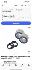 Kawasaki Prairie front wheel bearings & seals kit 400 1997 - 2002