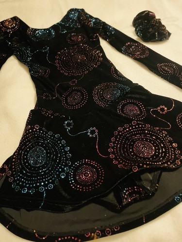 Mondor Glitter Black Multicolor Kids Dance Figure Skating Leotard