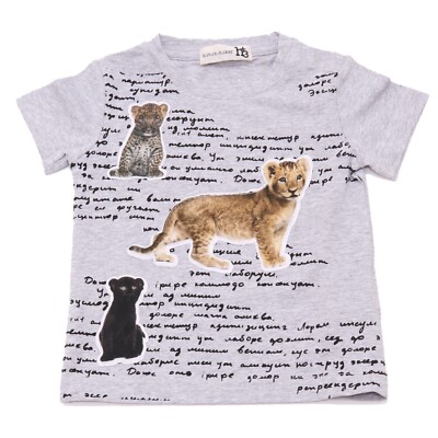 1457AD baby shirt boy hitch-hiker grey printed cotton t-shirt kids
