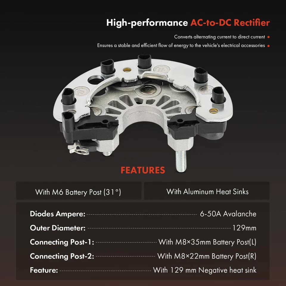 Diodo rectificador alternador con disipador de calor para Mercedes-Benz W203 W204 C230 CLK350 Foto 2 de 4