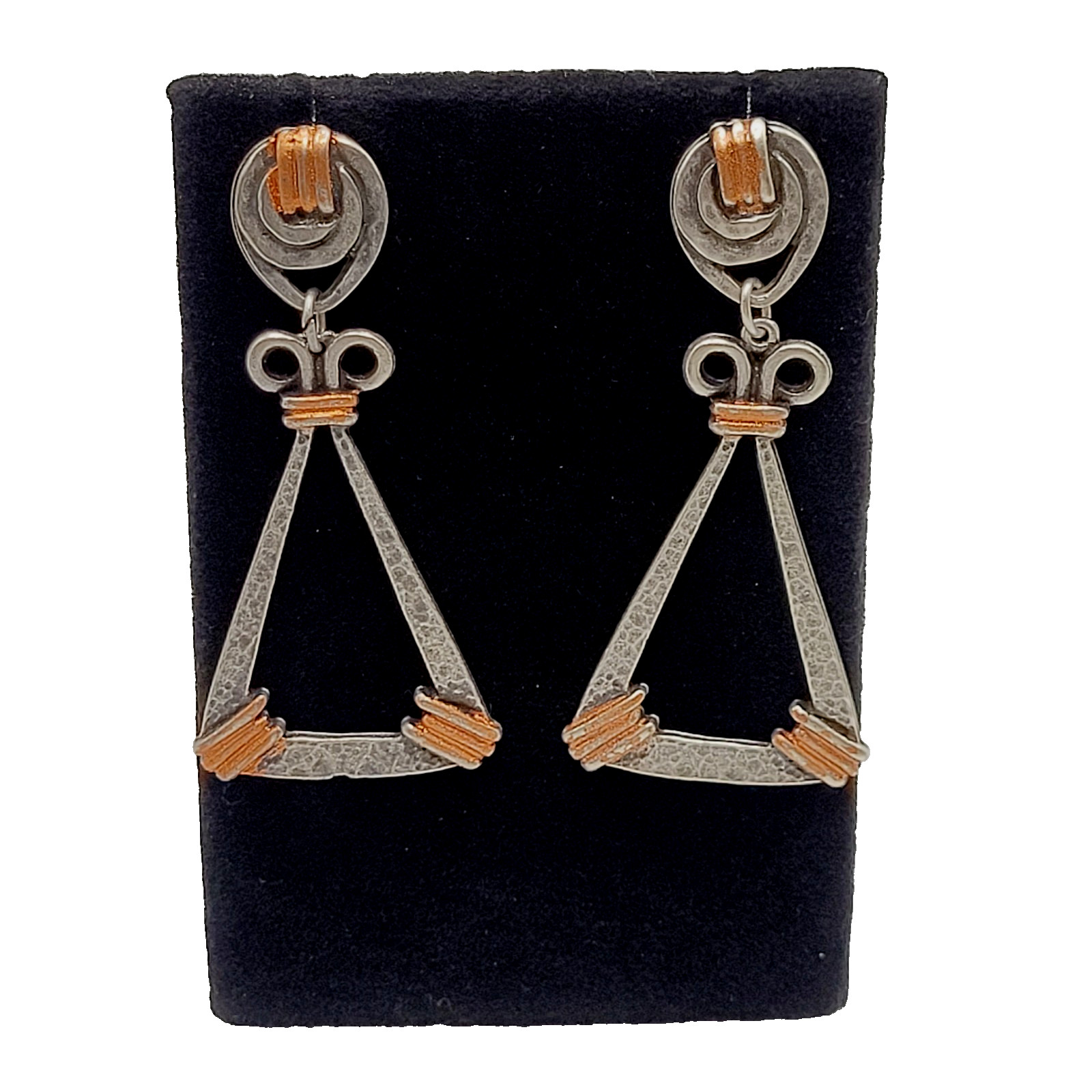 Triangle Shape Geometric Hammered Dimpled Copper … - image 4