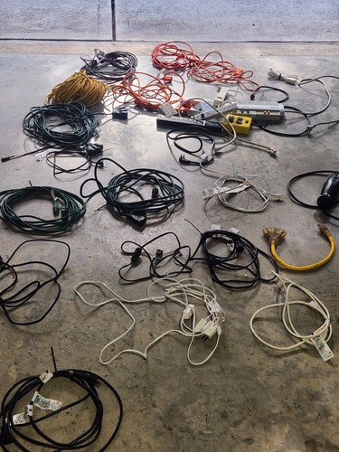 Lot Of 16 Extension Cords N MORE Indoor N Outdoor Different Length And Strength