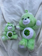 Vintage Care Bear Good Luck Bear x2 Standard size 6" Mini Kenner Plush Green