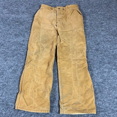 VTG Red Head Bone Dry Pants Beige Mens 30x30 Duck Canvas Double Knee Work 60s