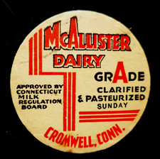 McALLISTER DAIRY - CROMWELL, CONN  -Milk BOTT...