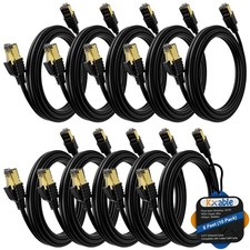 10 PCS 6ft Cat 7 Ethernet Cable Triple Shielding SFTP 10Gbps 600Mhz LAN RJ45