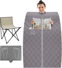SereneLife SLISAU10GRYPortable Infrared Sauna Home Spa w/ Heating Foot Pad Chair