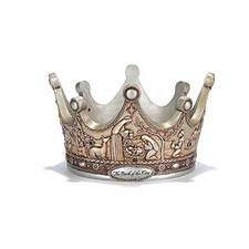  The Birth of The King Crown Brushed Silver Tone 7 x 5 Resin Christmas Advent 