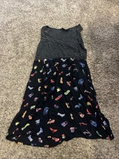 Vintage Alexandra Lee 100% Rayon Cocktails Black Shift Tank Sun Dress Size M