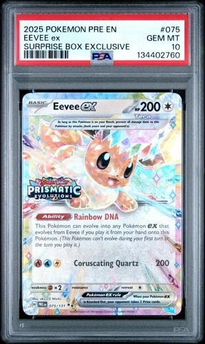 2025 POKEMON PRE EN-PRISMATIC EVOLUTIONS SURPRISE BOX EXCLUSIVE EEVEE EX PSA 10