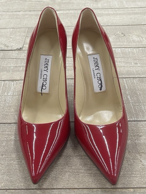 新品未使用JIMMY CHOO定番人気Agnesパンプス23.5 New Jimmy Choo Agnes 85mm Patent Leather Pump Heels In Red Size