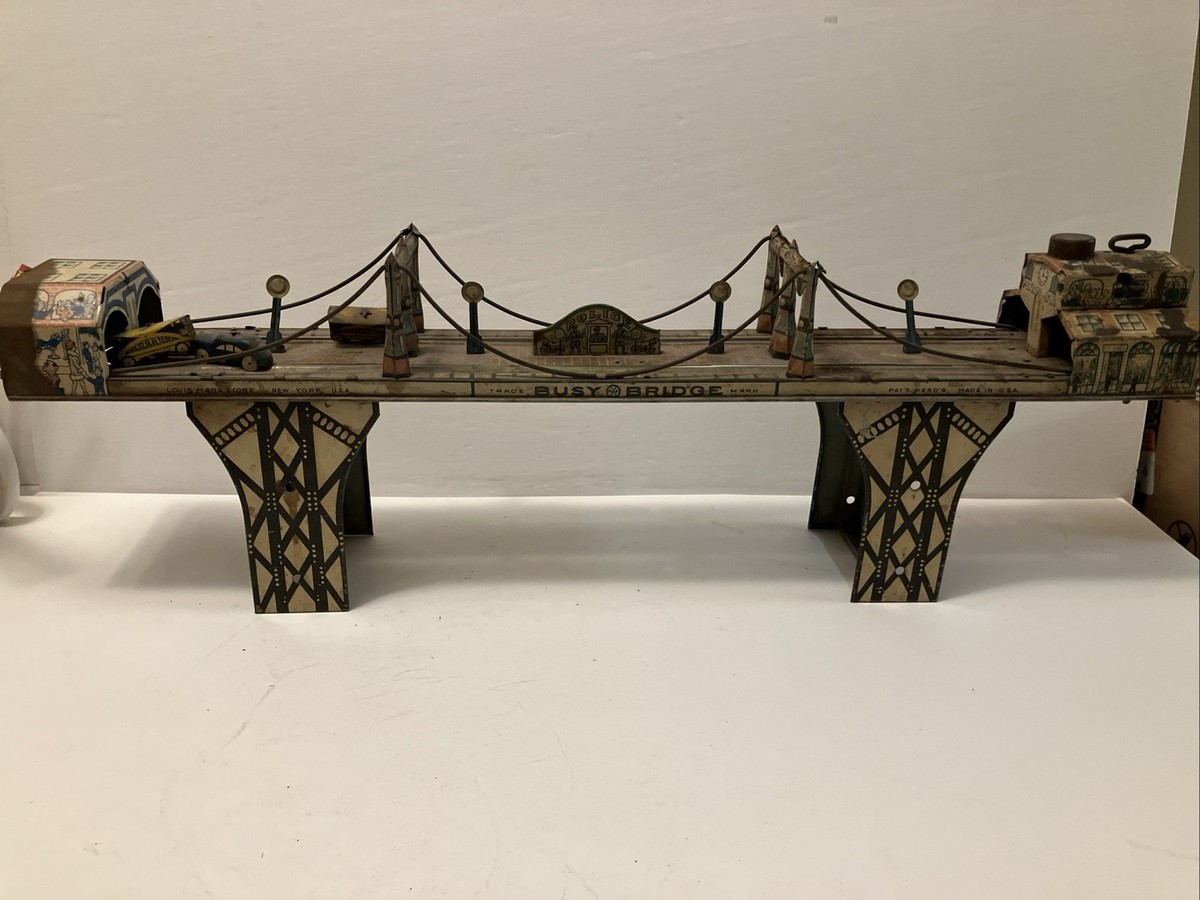 Antique Vintage 1930s Toy Tin Litho Wind Up Marx Busy Bridge | eBay