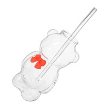 Honey Bear Straw Cup Glass Bear Cup With Straw 330ml Christmas Cups For Kids