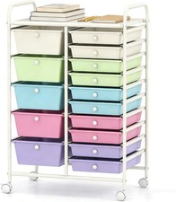 15-Drawer Art  Craft Rolling Storage Cart Mobile Cart wirh Colorful Drawers  M