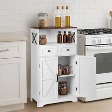 Bathroom Storage Cabinet, Bathroom Floor Cabinet with 2 Doors Adjustable Shelves