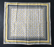 Vintage Yellow Gray Floral Square Bandana Scarf Headscarf Cottage Core Peasant