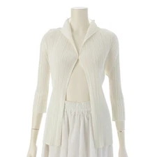 Pleats Please Issey Miyake 1 Button Cardigan Tops Pp01-J0706 White 3 Used
