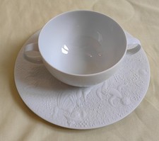 Rosenthal Zauberfl&ouml;te Suppentasse mit Unterteller 18,5cm wei&szlig; 1. Wahl Porzellan